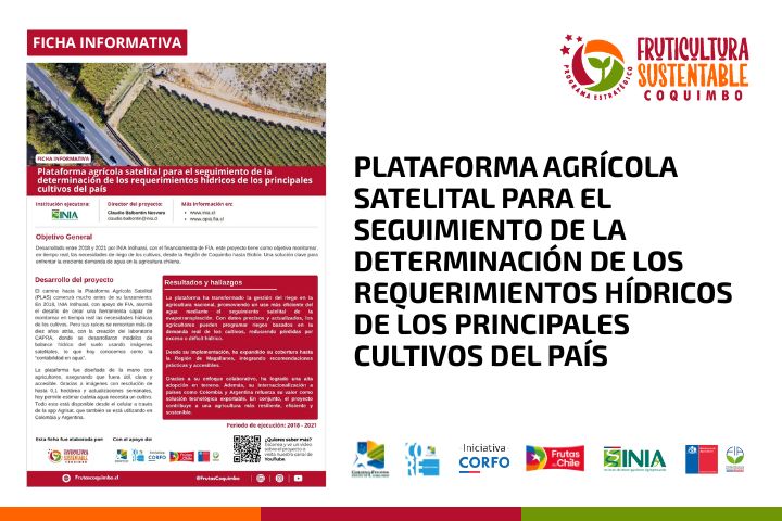 Plataforma agrícola satelital para el seguimiento de la determinación de los requerimientos hídricos de los principales cultivos del país