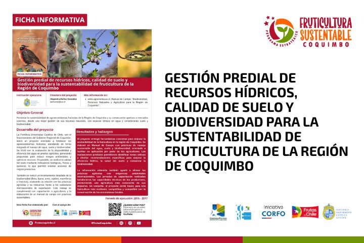 Gestión predial de recursos hídricos, calidad de suelo y biodiversidad para la sustentabilidad de fruticultura de la Región de Coquimbo