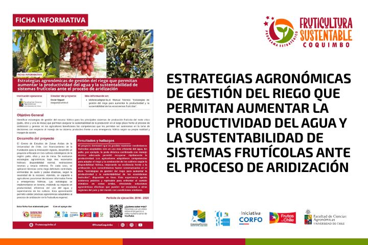 Estrategias agronómicas de gestión del riego que permitan aumentar la productividad del agua y la sustentabilidad de sistemas frutícolas ante el proceso de aridización