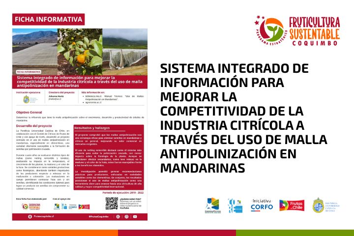 Sistema integrado de información para mejorar la competitividad de la industria citrícola a través del uso de malla antipolinización en mandarina