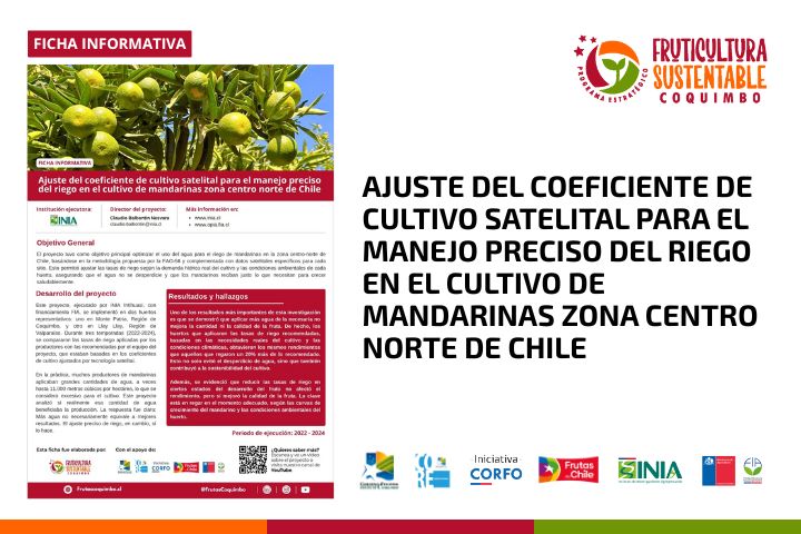 Ajuste del coeficiente de cultivo satelital para el manejo preciso del riego en el cultivo de mandarinas zona centro norte de Chile